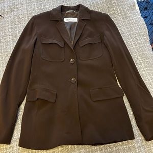 Max Mara Brown Wool Suit Jacket US4